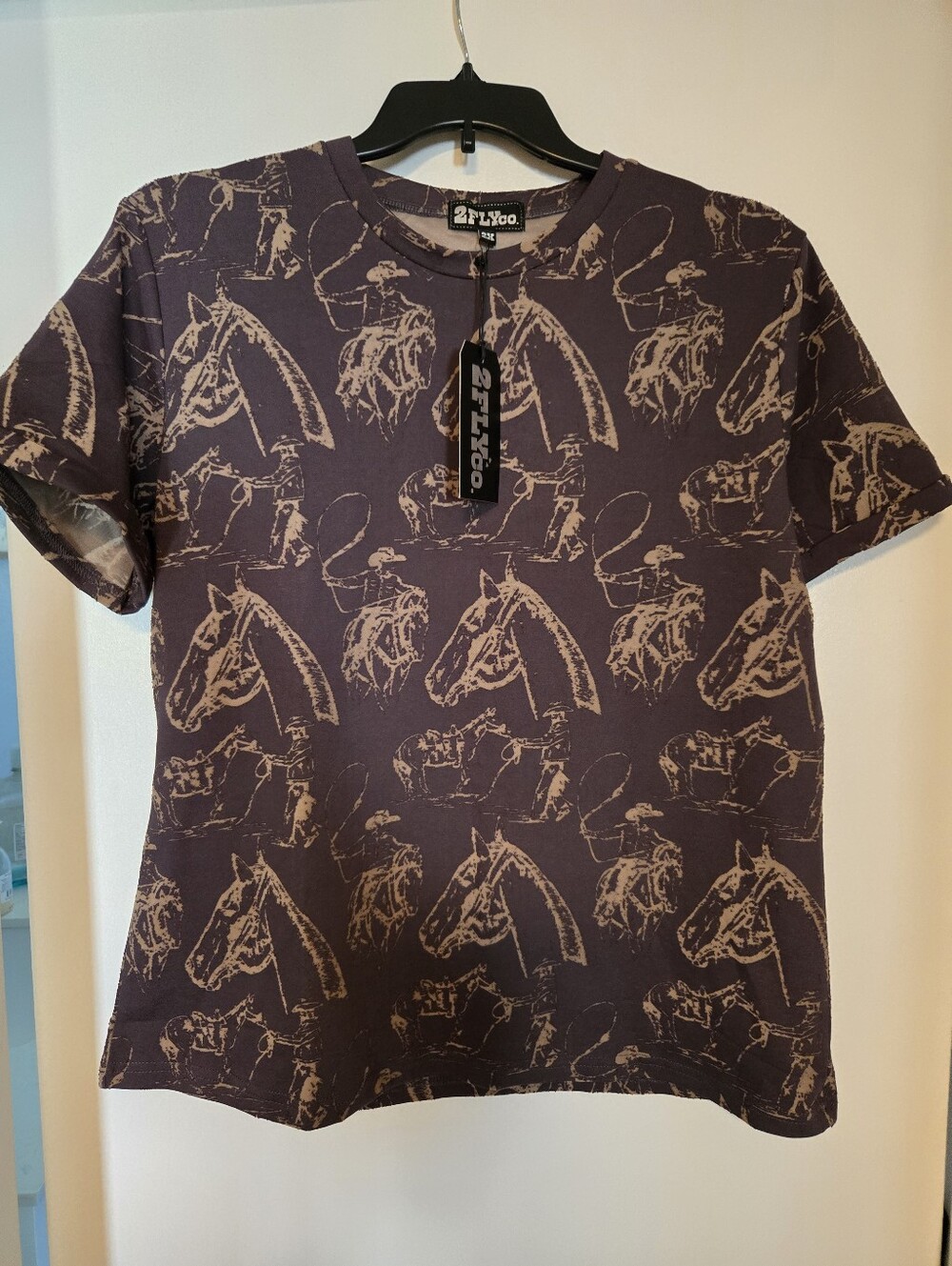 Womens Brown Graphic Horse Print T-Shirt